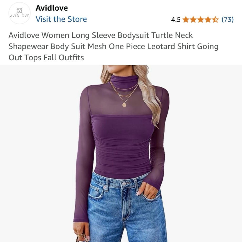 Women's Purple Long Sleeve Bodysuit